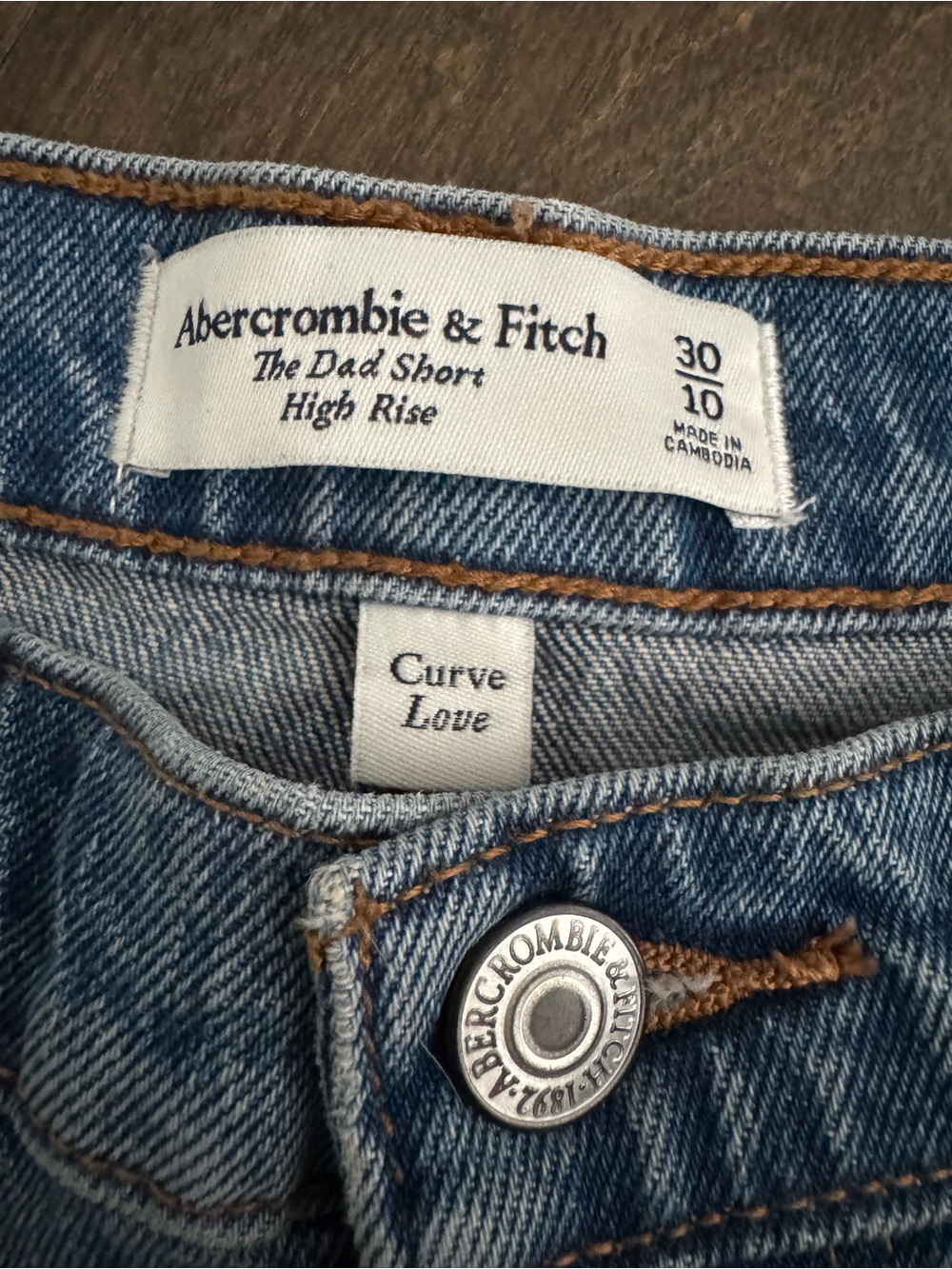 Abercrombie High Rise Denim Cutoff Dad Shorts—Curve Love— Size 30 - Picture 3 of 3
